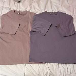 Uniqlo Men's Short Sleeve Tight Fabric Tees - Salmon and Lavender